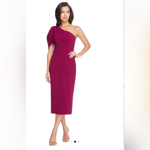 DRESS THE POPULATION NWT Size L The Tiffany is an elegant asymmetrical dress mad - Picture 1 of 4